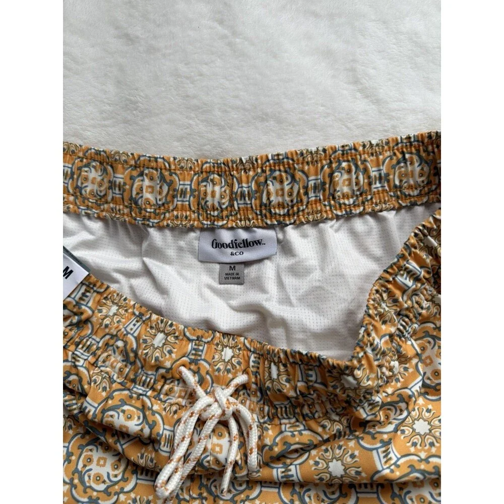 Goodfellow & Co Men's Geometric Swim Trunks Lined Drawstring Back Pocket M